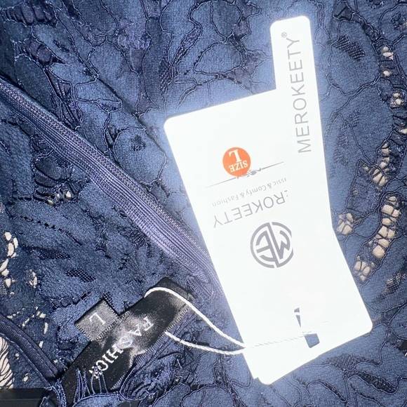 MEROKEETY Lace Cocktail Dress - Sleeveless, Elegant, Size Large - NWT - Picture 4 of 9